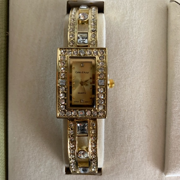 NEW Cote d’ Azur Faux Gold Matching Watch, Necklace & Earrings Jewelry Gift Set - Picture 3 of 6